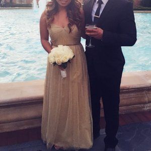 Jenny Yoo Gold Annabelle Convertible Tulle Dress